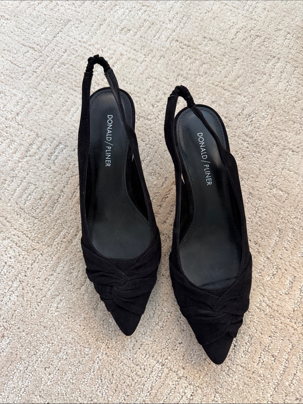 Donald J. Pliner Black Knotted Slingback Pointed Pumps 7 1/2 M Suede